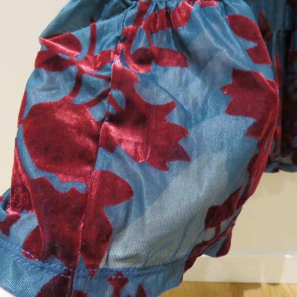 ESHAKTI WAYWARD FANCIES Floral Velvet Burnout Smocked Waist Tiered Dress Evening - Picture 12 of 15